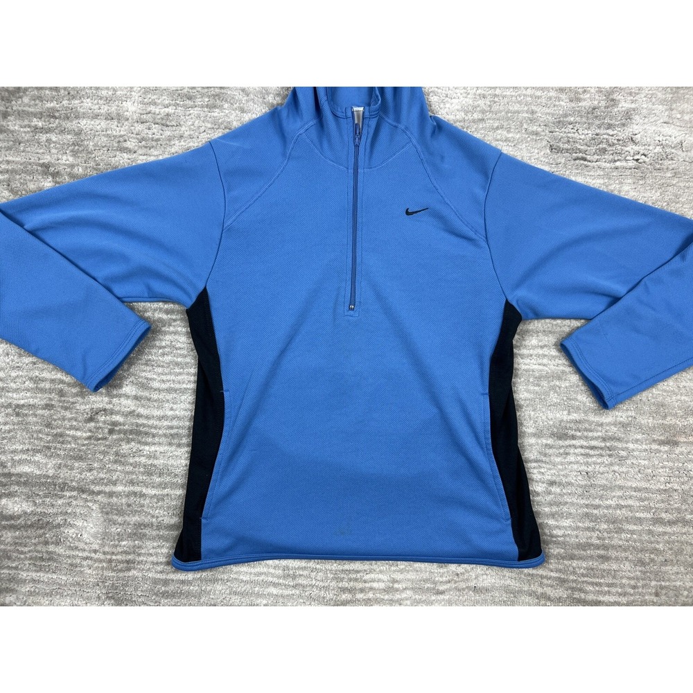 Nike Hoodie Women XS Blue Half Zip Pullover Athletic Long Sleeve Side Stripe - Picture 3 of 12